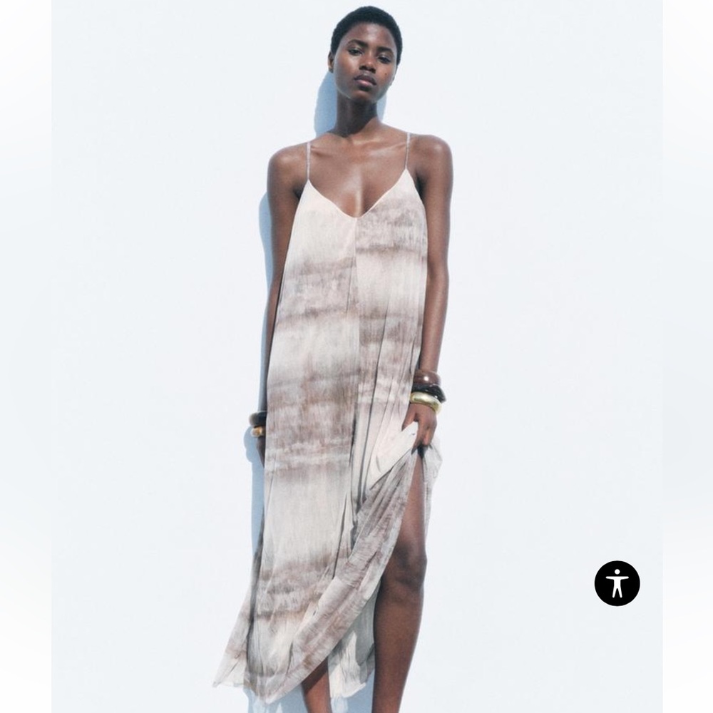 Zara Wrinkle Tie Dye Tulle Dress Size Small NWT